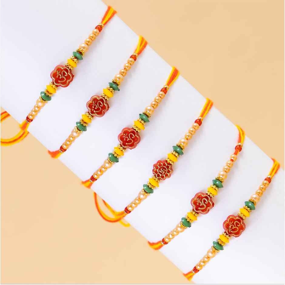Religious Om Dori Rakhi (Shree Rakhi) Set of 6