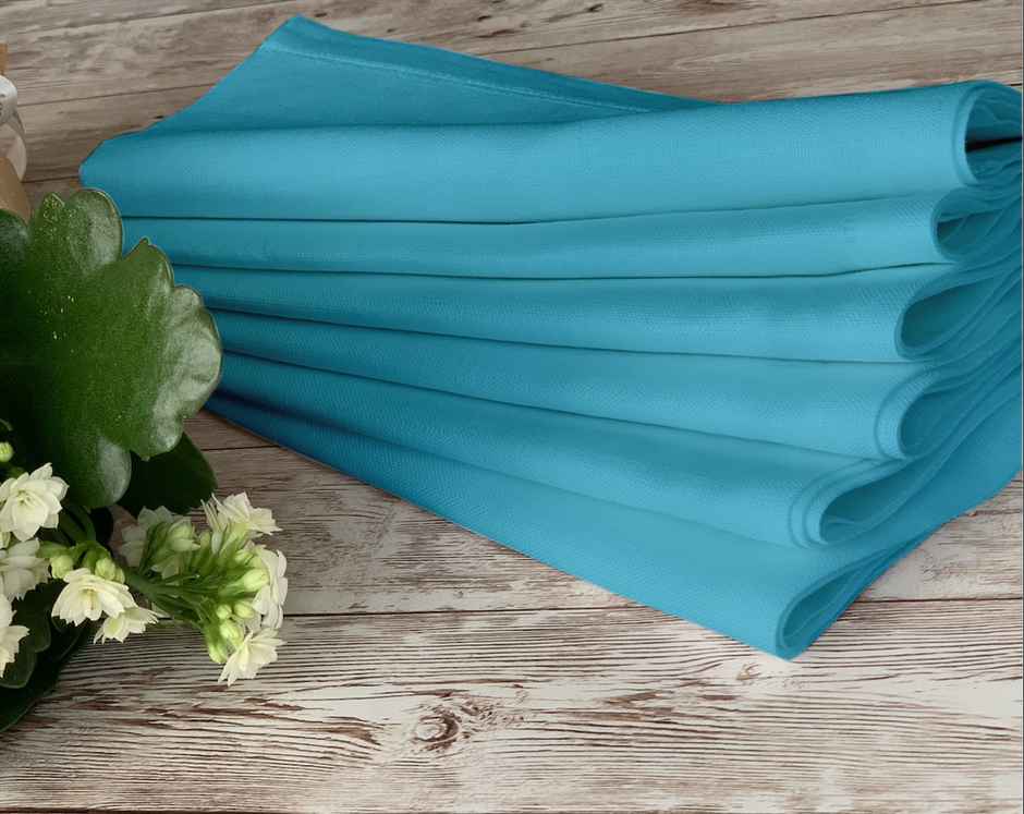 Lushomes Cloth Napkins - Teal Blue | Mitted Corners | 18 x 18 inch