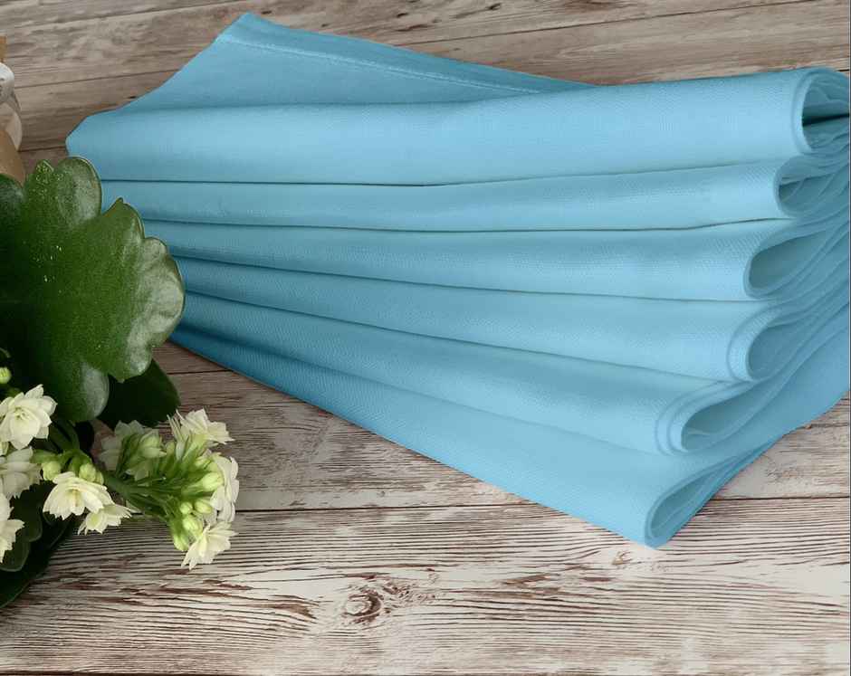 Lushomes Cloth Napkins - Light Blue | Mitted Corners | 18 x 18 inch
