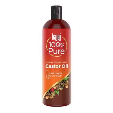 Bajaj 100% Pure Castor Oil - Virgin & Cold Pressed Oil For Lustrous Shiny Hair & Moisturized Skin Hair Oil