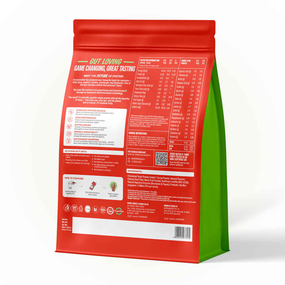 SUPERYOU Pro Chocolate Fermented Yeast Protein Isolate | 24g Protein per Scoop