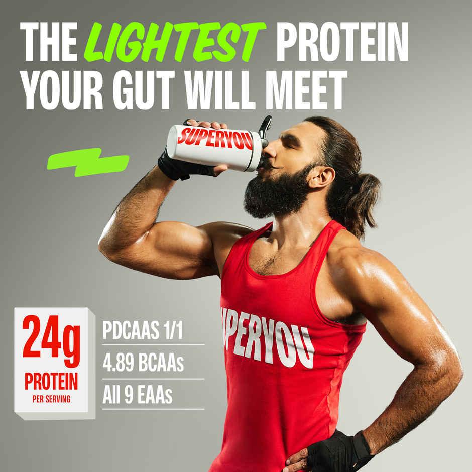 Superyou Pro Fermented Yeast Protein- Chocolate | 24G Protein Per Scoop (1kg) & Superyou Pro Micronised Creatine Monohydrate Kick | 33 Servings | Orange (112g) Combo 