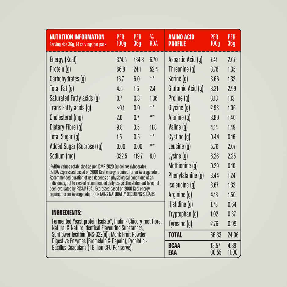 SUPERYOU Pro Vanilla Fermented Yeast Protein Isolate | 24g Protein per Scoop