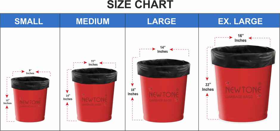 Newtone Premium Garbage Bags Size 17 x 19 Inch Small 120 Bags Pack of 4 Rolls | Black