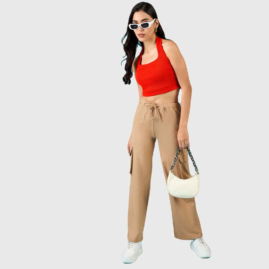 Uptownie Women's Stretchable Square Neck Halter Top | 120018896 | Orange - XL