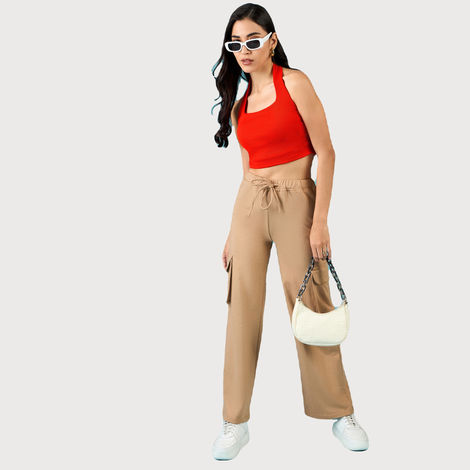 Uptownie Women's Stretchable Square Neck Halter Top | 120018896 | Orange - XL