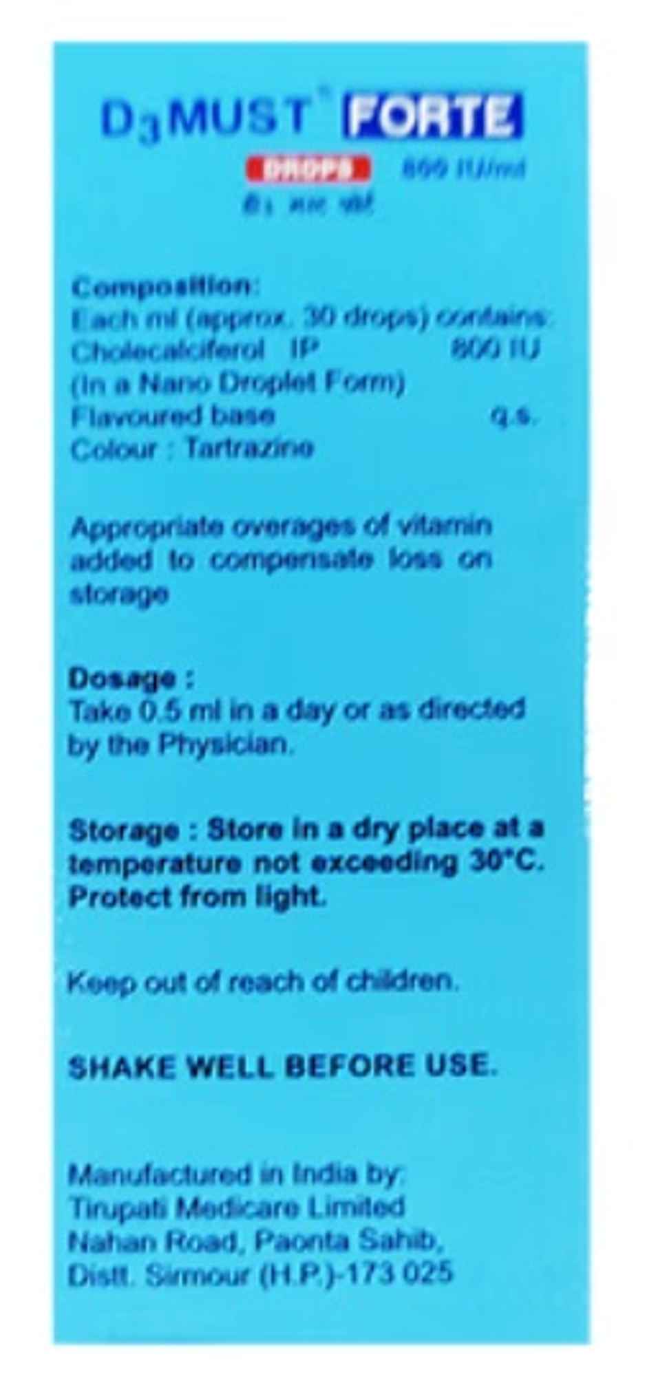 D3 Must Forte 800IU/ml Pineapple Flavour Vitamin D3 Oral Drop