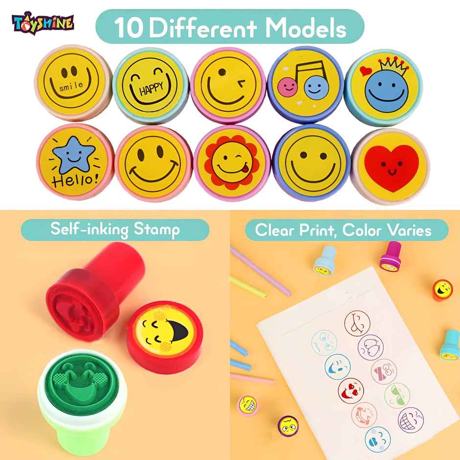 Toyshine Emoji Stamps for Children SelfInking Stamp for Party GiftsChildren Return Gifts