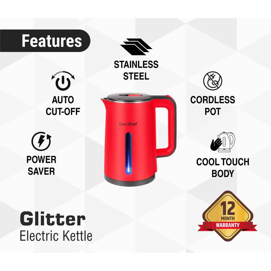Greenchef SS Kettle 1.8ltrs - Glitter