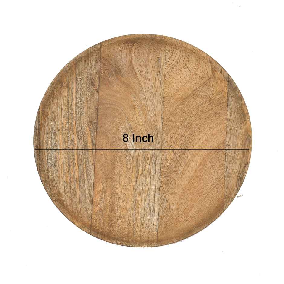 Oggn Mango Wood Round Plate 8 Inch