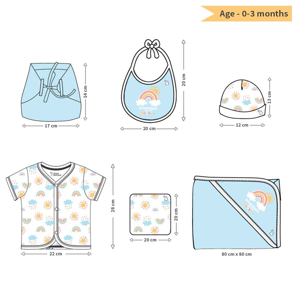 SuperBottoms Newborn Baby Gift Set (0-3Months) | Clothing Gift Set Pack Of 11