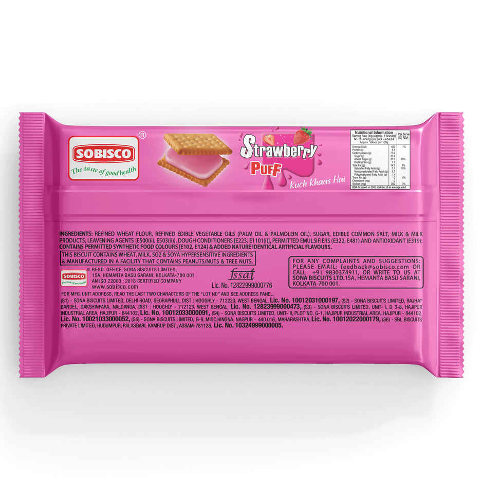 Sobisco Strawberry Puff Cream Biscuits