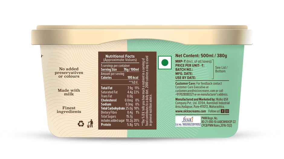 NIC Plum Cake Ice Cream Tub | Preservative Free | No Artificial Flavors