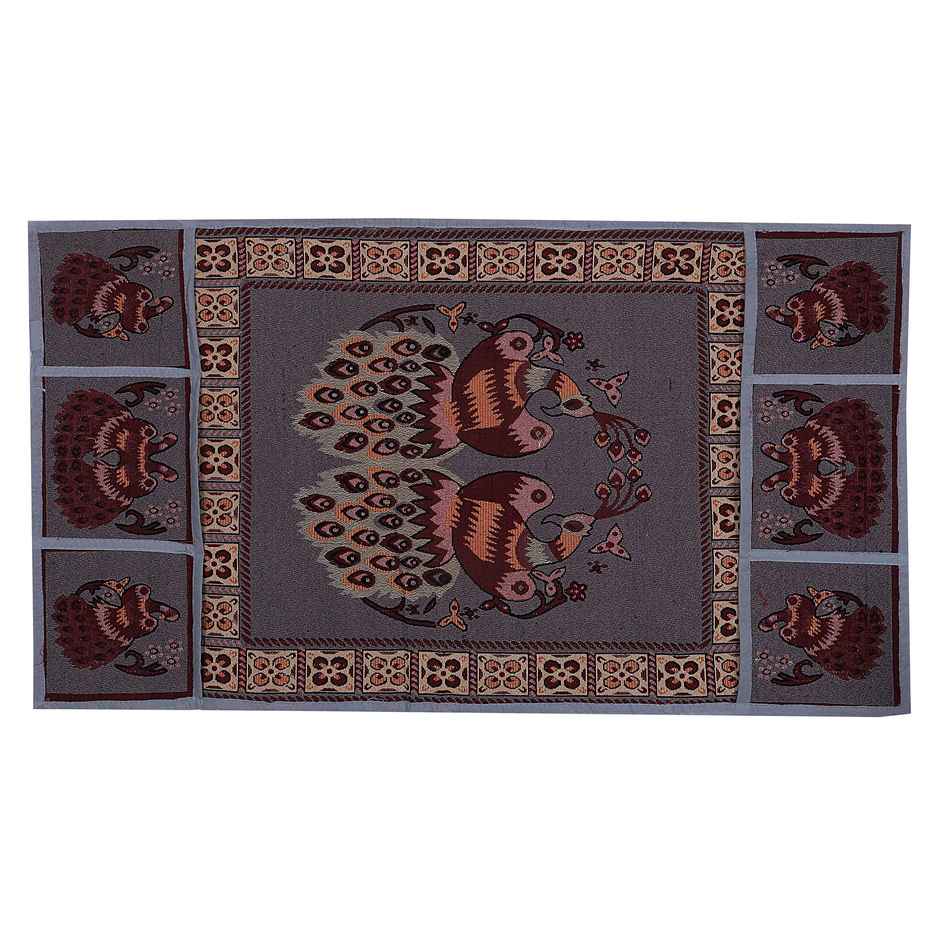 Kuber Industries Cotton Fridge Top Cover with 6 Utility Pockets (Grey)