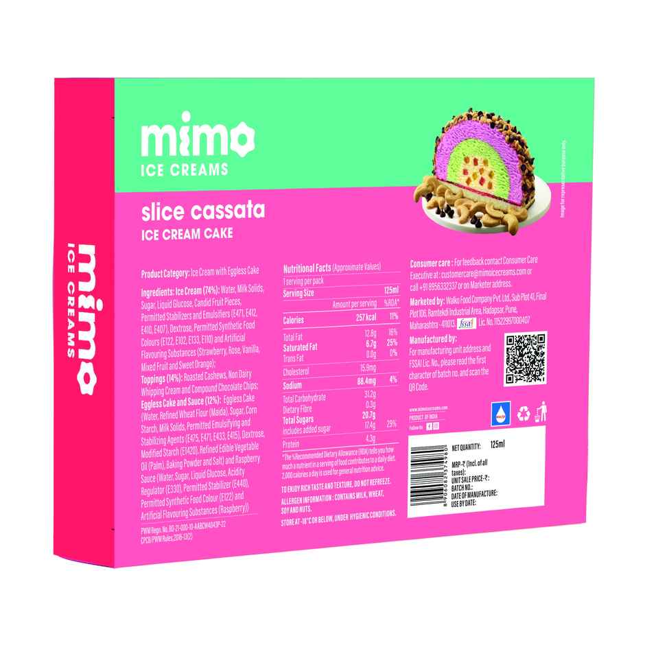 Mimo Cassata Slice Ice Cream | Creamy Dessert