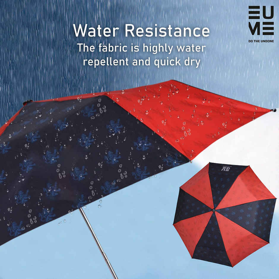 Eume 21.5 Inch 3 Fold Umbrella for Men & Women | Compact, Lightweight, Travel-Friendly | Red