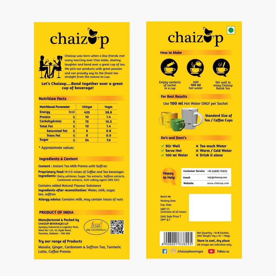 Chaizup Instant Tea Saffron