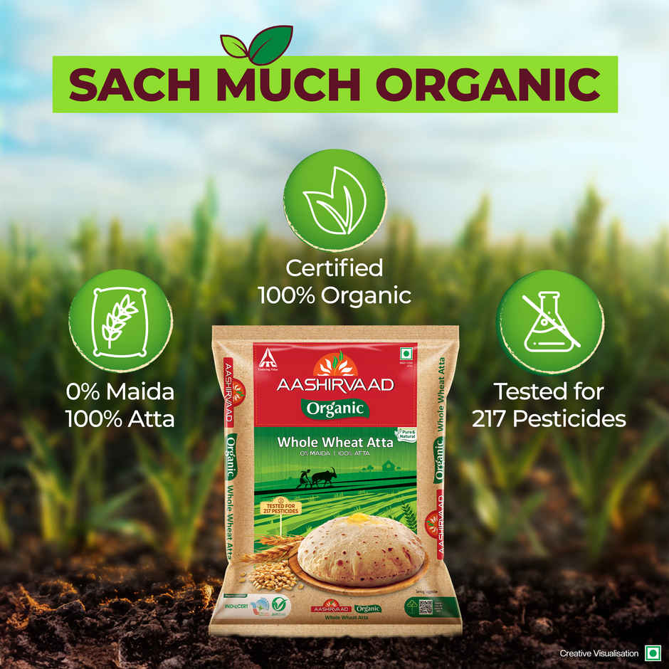 Aashirvaad 100% Organic Whole Wheat Atta, 0% Maida