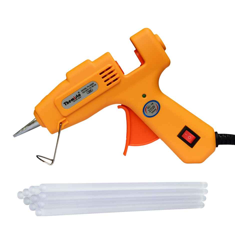 Themisto 20 Watt Mini Hot Melt Glue Gun With 10 Glue Sticks For Diy Art And Crafts.