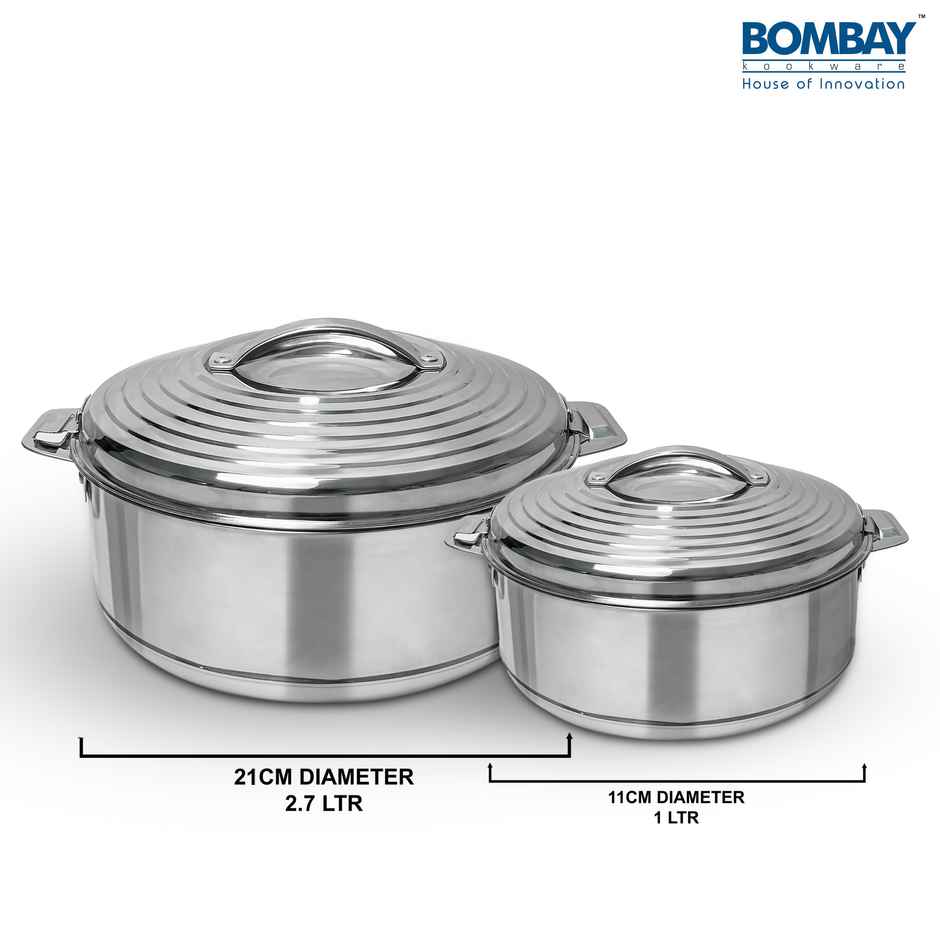 Bombay Kookware Della Casserole Set Pack Of 2 (2.7 L And 1.0 L)