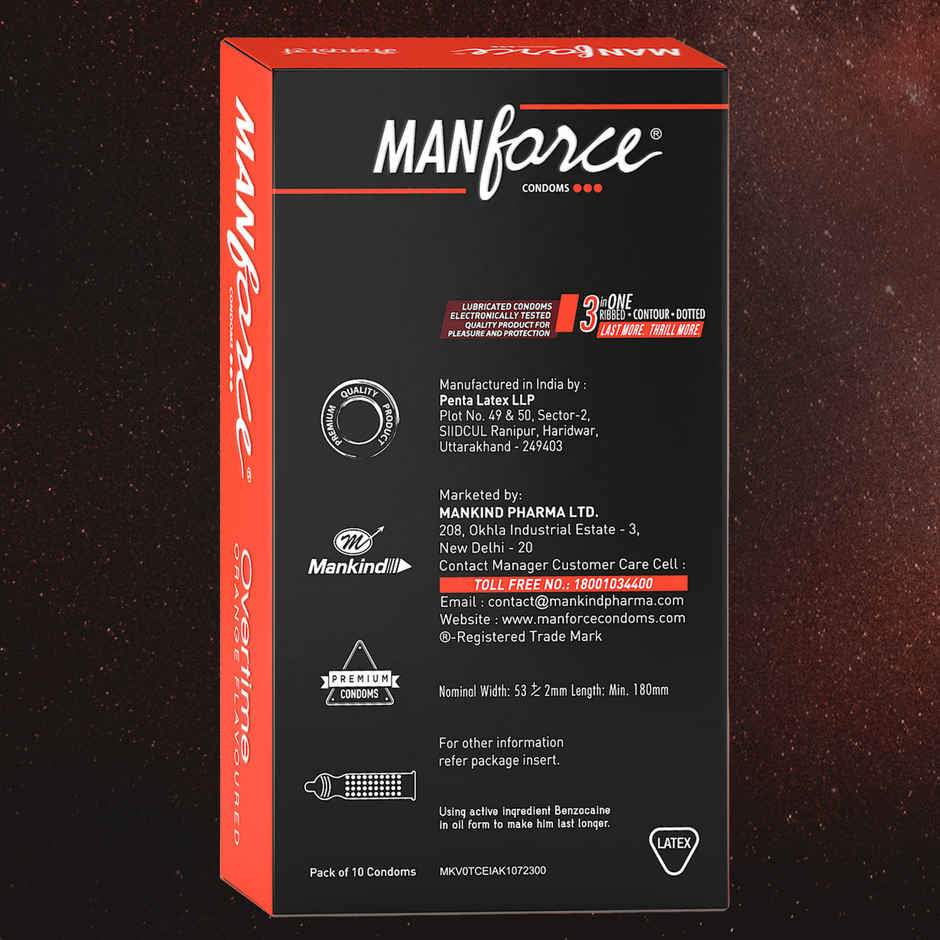 Manforce Dotted Delay Condoms With Benzocaine 4.5% (Orange Flavor)