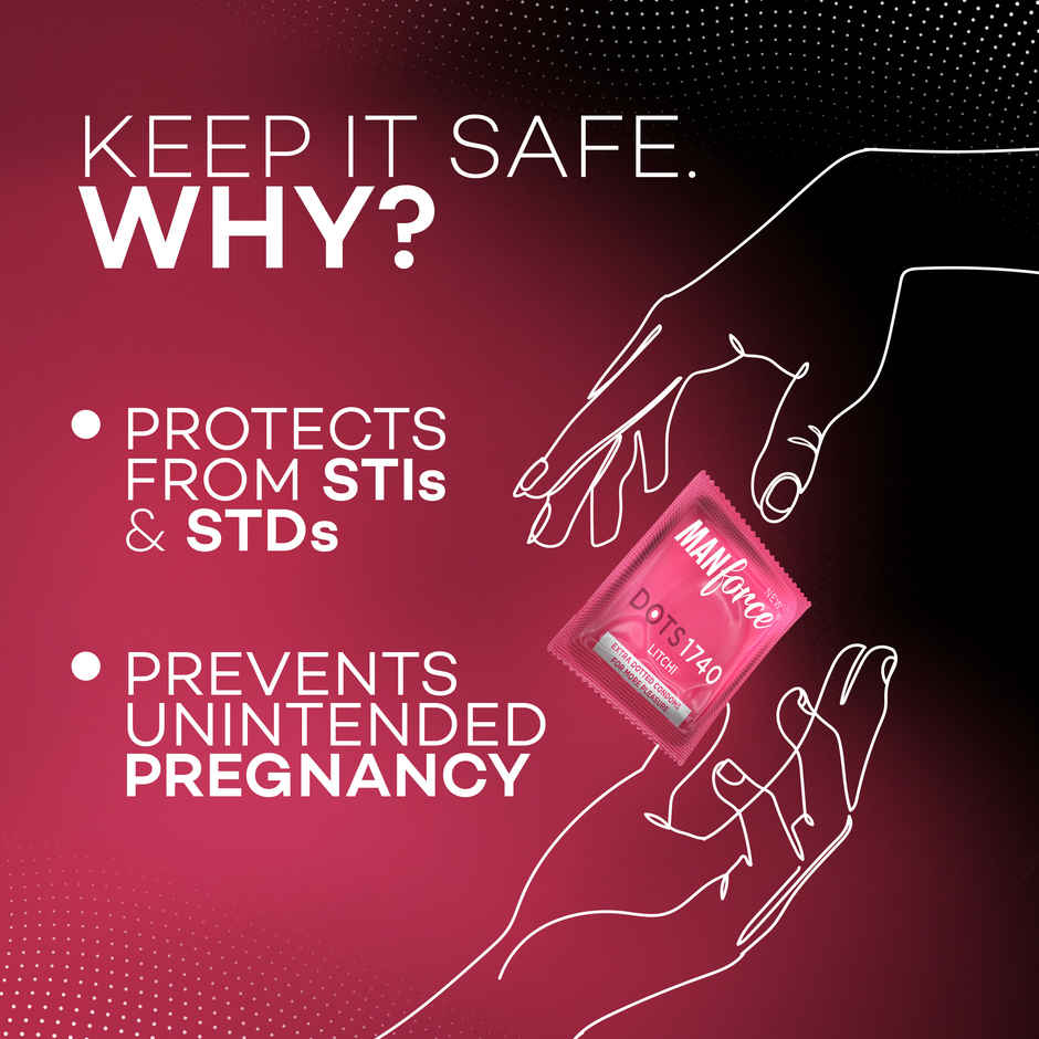 Manforce Extra Dotted | 1740 Dots Litchi Flavoured Condoms