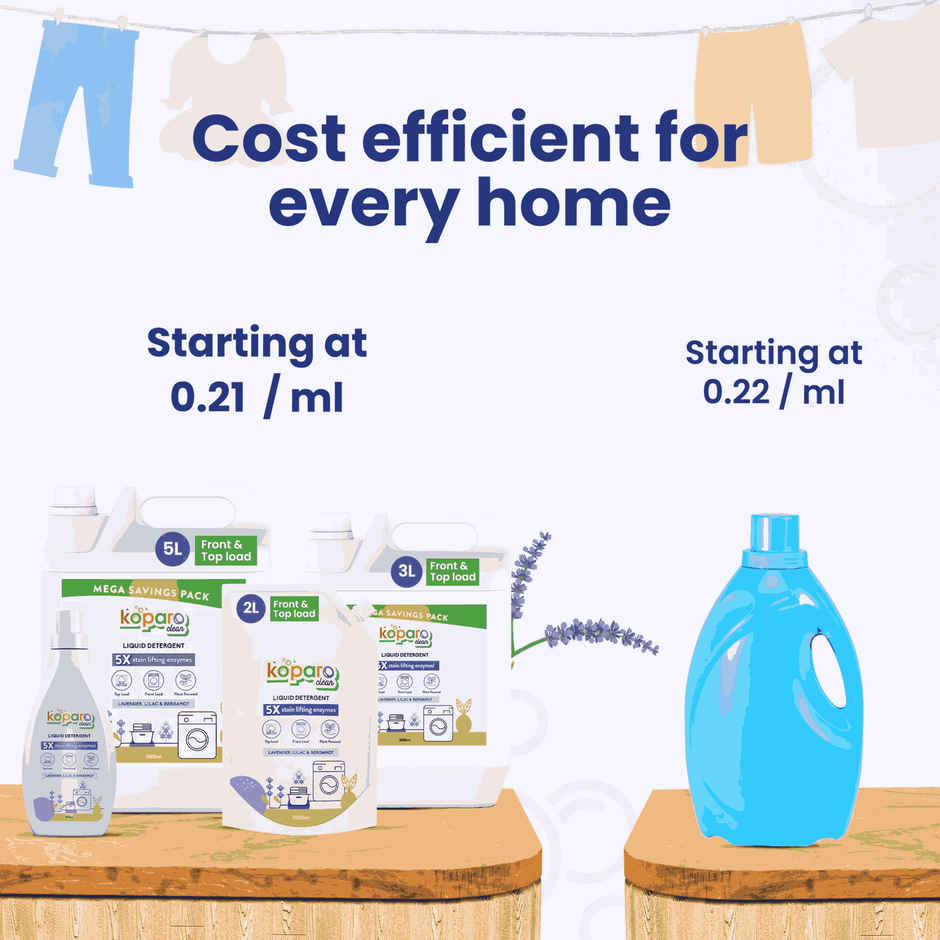 Koparo Clean Lavender & Lilac Front & Top Load Natural Detergent Liquid | Pouch