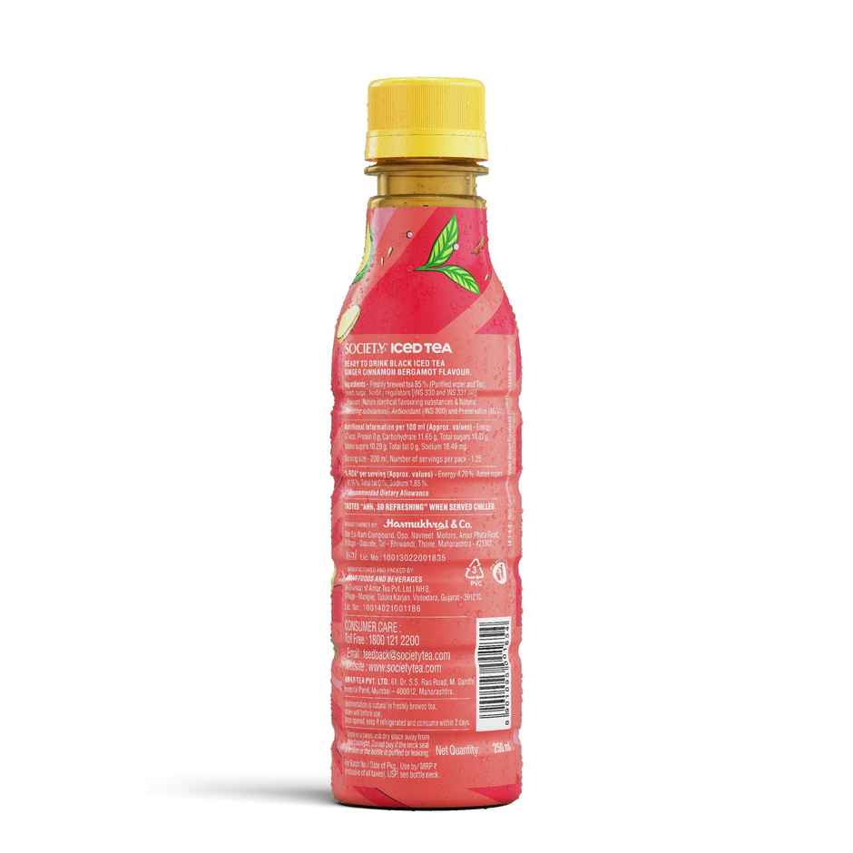 Society Iced Tea Ginger Bergamot Cinnamon Flavour Bottle