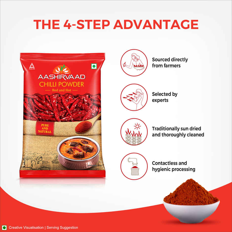 Aashirvaad Chilli Powder | Red Hot Chilli Powder With No Added Flavours And Colours