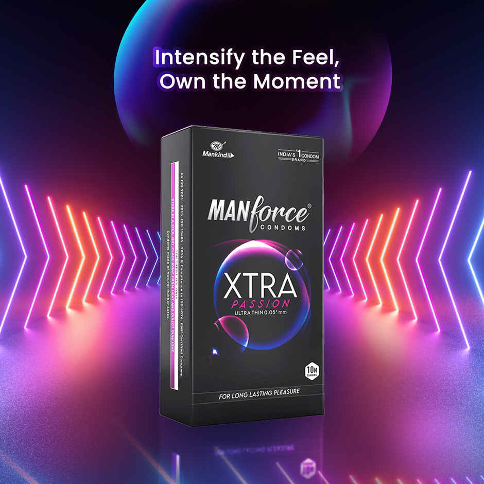 Manforce Xtra Passion Climax Delay Ultra Thin Condom (1pc) & Manforce Epic Lube Strawberry Flavored Lubricating Gel For Men And Women Water Based Skin Friendly (60ml) Combo