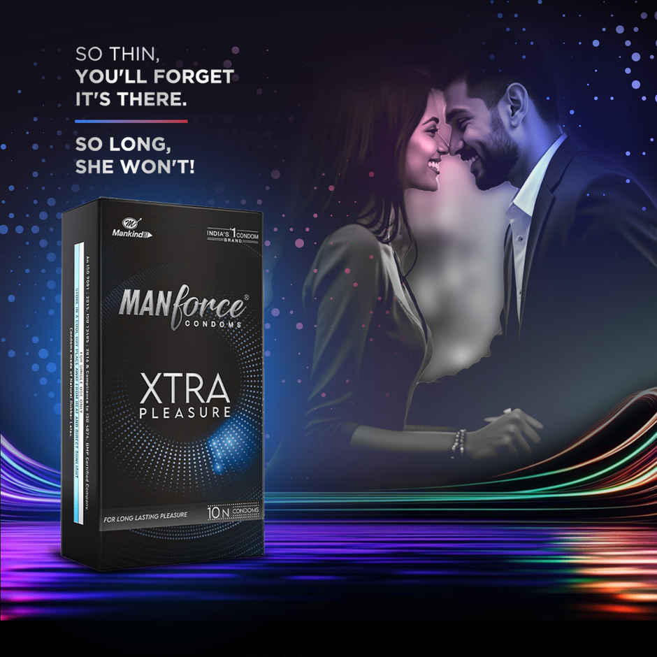 Manforce Xtra Pleasure Climax Delay Dotted Condom (1pc) & Manforce Epic Lube Strawberry Flavored Lubricating Gel For Men And Women Water Based Skin Friendly (60ml) Combo