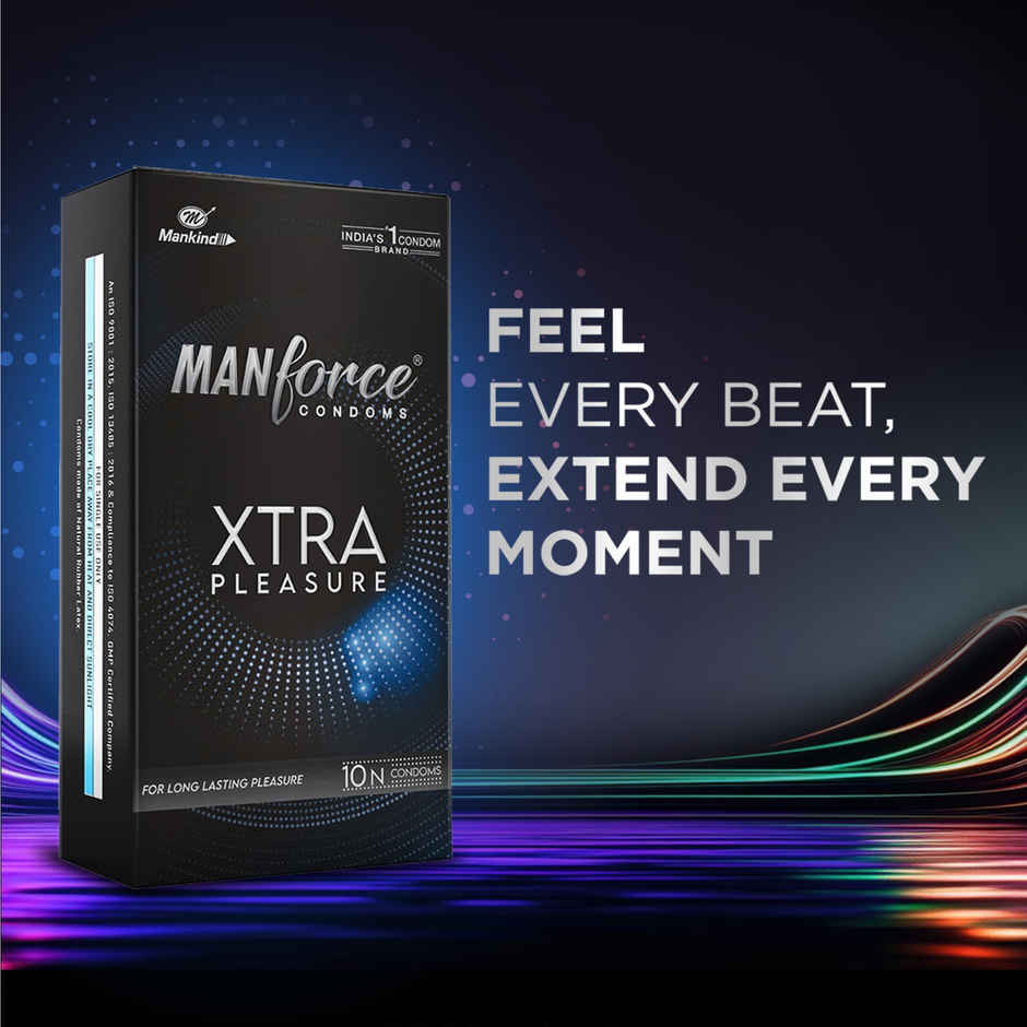 Manforce Xtra Pleasure Climax Delay Dotted Condom (1pc) & Manforce Epic Lube Strawberry Flavored Lubricating Gel For Men And Women Water Based Skin Friendly (60ml) Combo