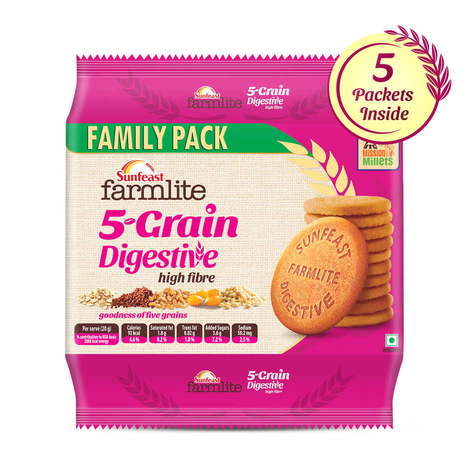 Sunfeast Farmlite 5 Seed Digestive Biscuit | High Fibre | Goodness of 5 Power Seeds & Wheat Fibre