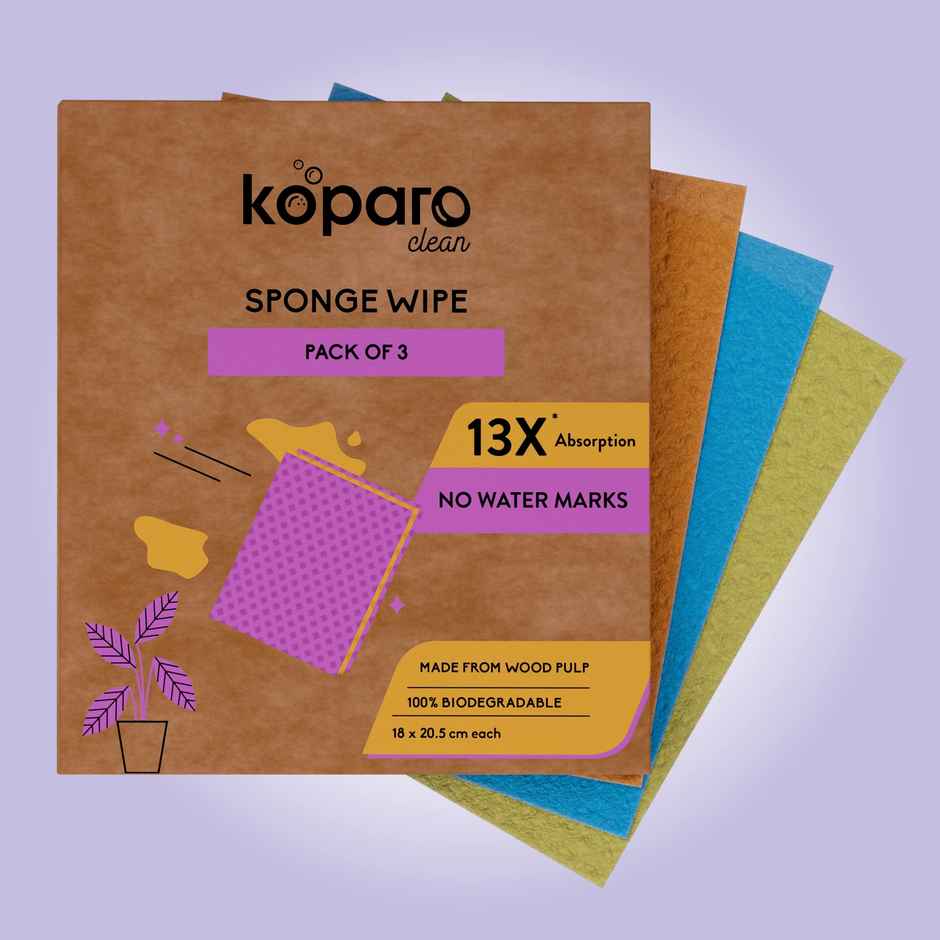 Koparo Sponge Wipe Eco-Friendly | Large | Pack of 3 | Reusable