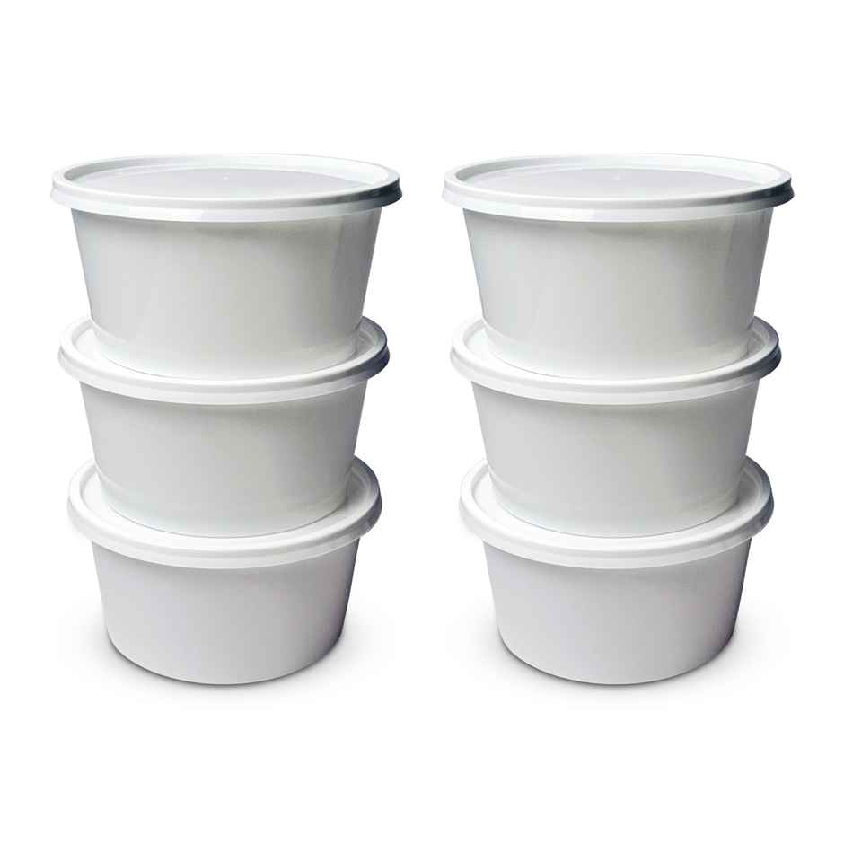 CREW4 Seal Reusable Plastic Containers with Lids for Food Storage | White - 500 ml