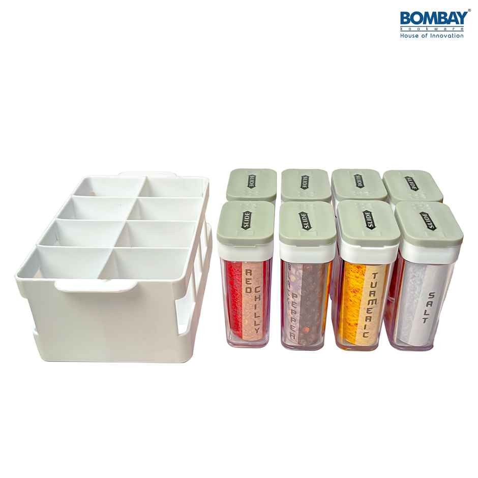 Spice and Masala Holder | 8 Pcs set with Tray Grey Colour