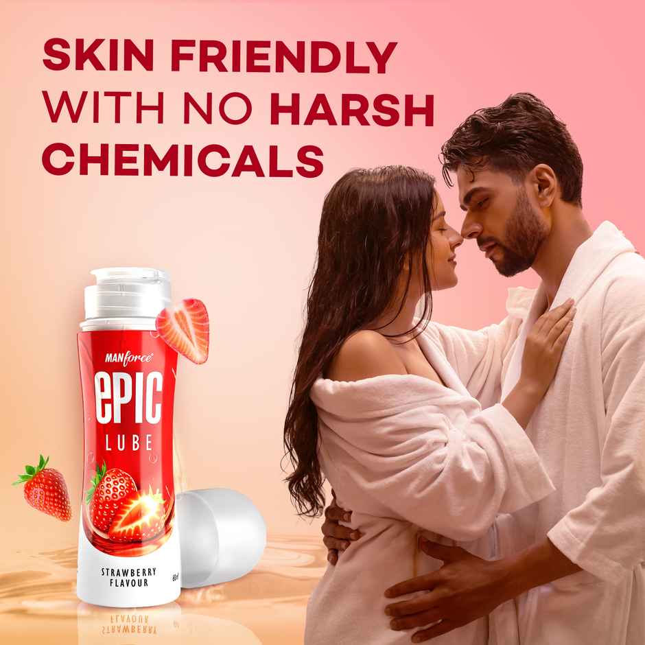 Manforce Epic Lube Strawberry Flavored Lubricating Gel for Men and Women Water Based Skin Friendly