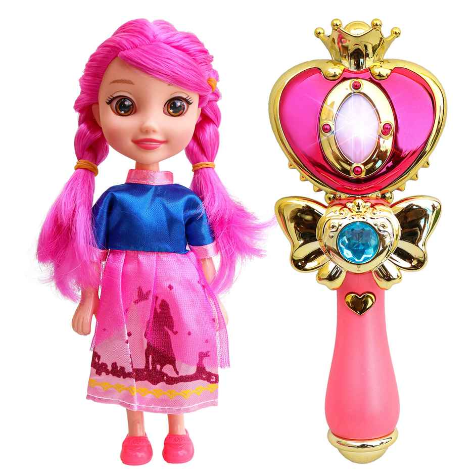 Toyshine Pack of 2 Magic Wand & Doll Combo Pink Dazzler
