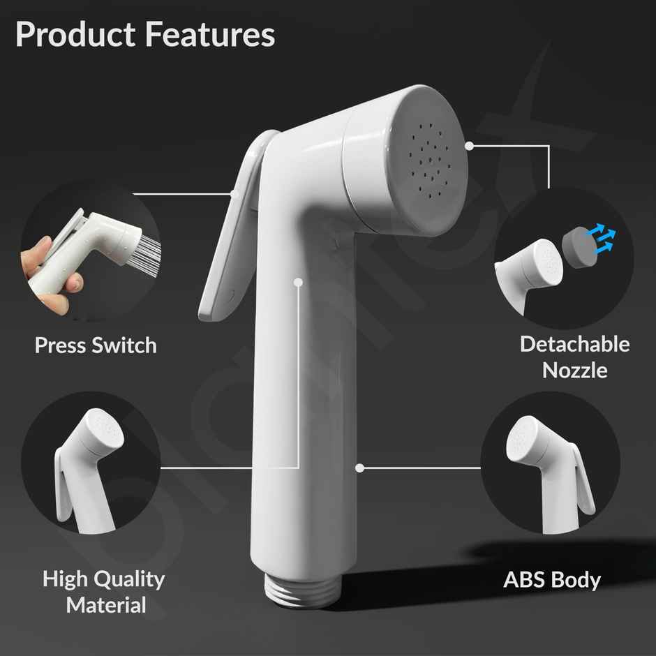 Plantex Delta Health Faucet Set | 1 meter Hose Pipe | ABS Plastic | White