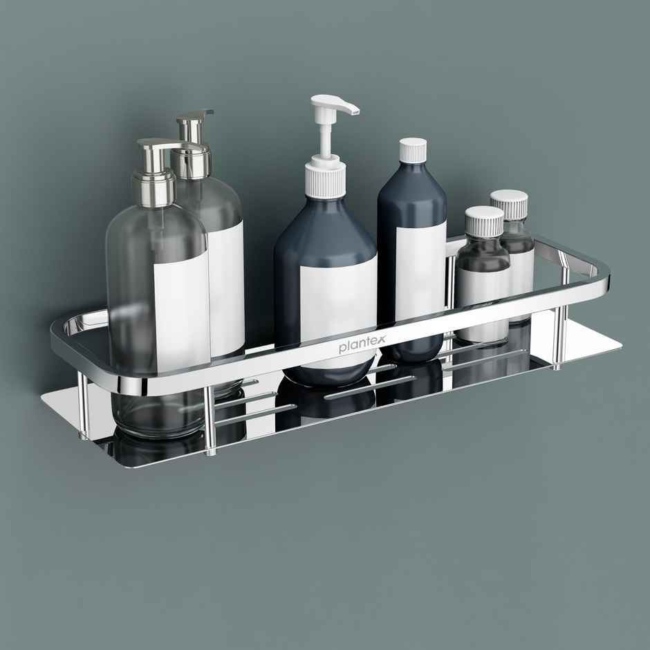 Plantex Bathroom Shelf/Rack | Stainless Steel | Chrome | 16 x 5 inch