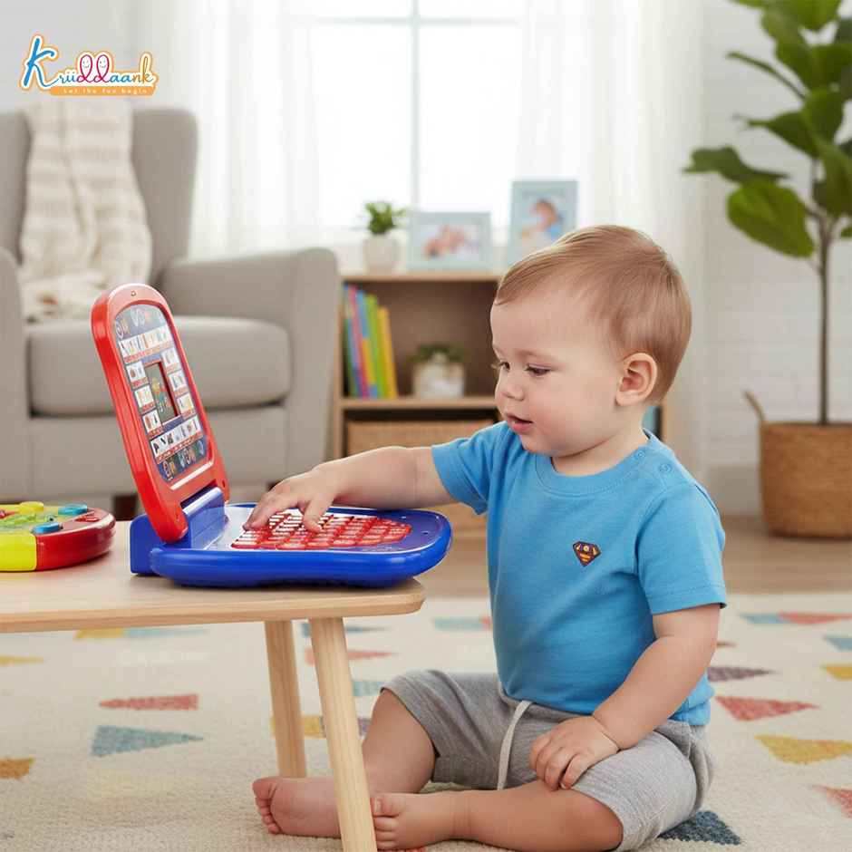 Kriiddaank Avengers Theme Educational Laptop with Screen, LED Display and Music Effects for kids