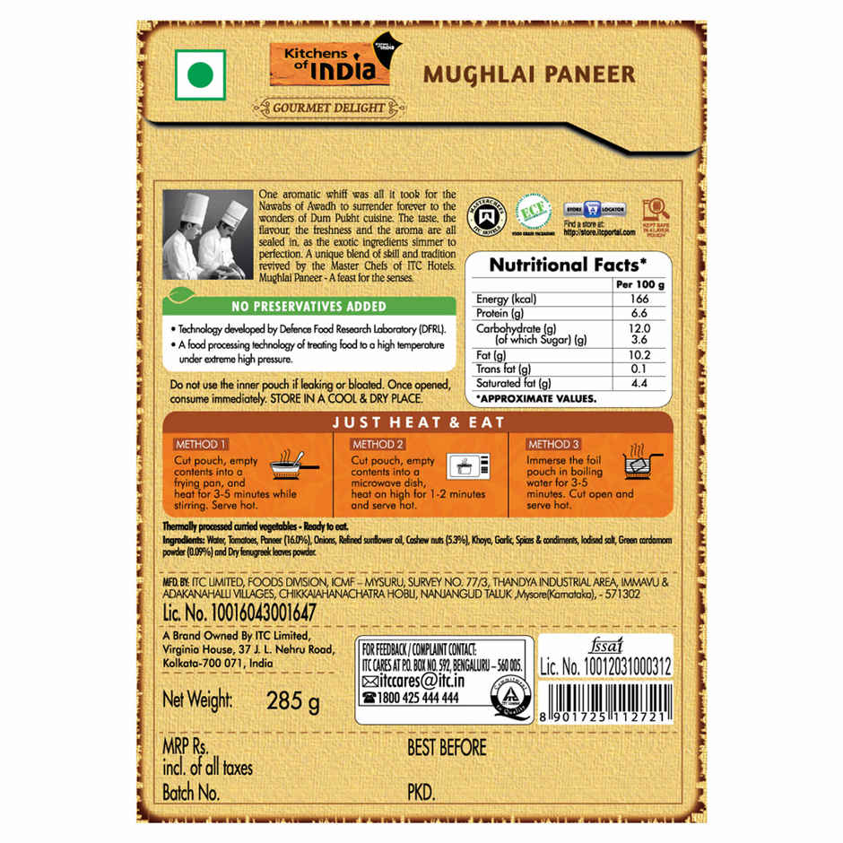 Kitchens Of India Mughlai Paneer