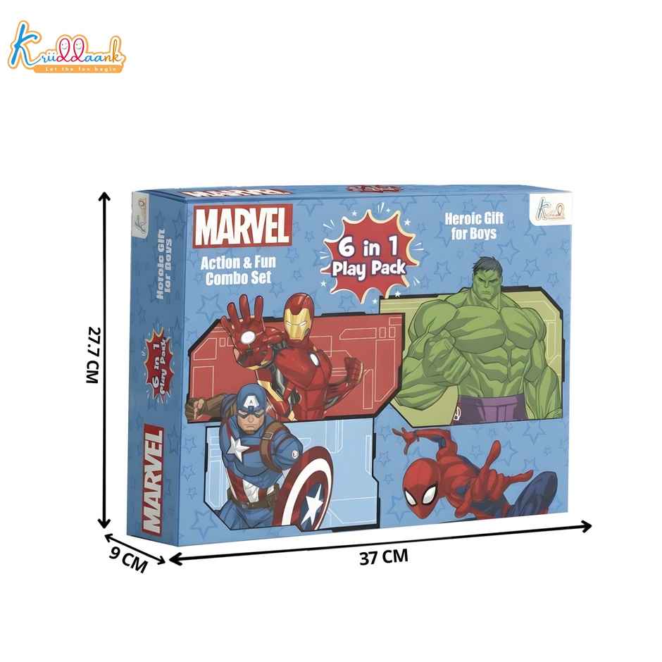 Kriiddaank Marvel 6 In 1 Gift Pack for Boys Assorted Play Set Birthday Return Combo for 3 Years