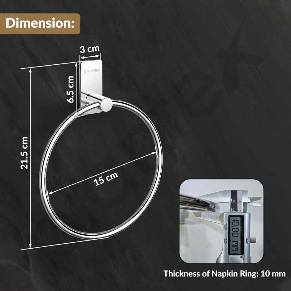 Plantex Innox Stainless Steel Towel Ring | Chrome