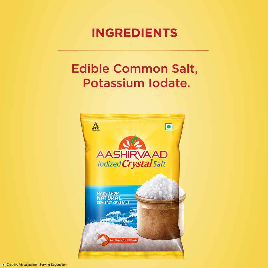 Aashirvaad Iodized Crystal Salt, Authentic Crystal Salt For Traditional Dishes