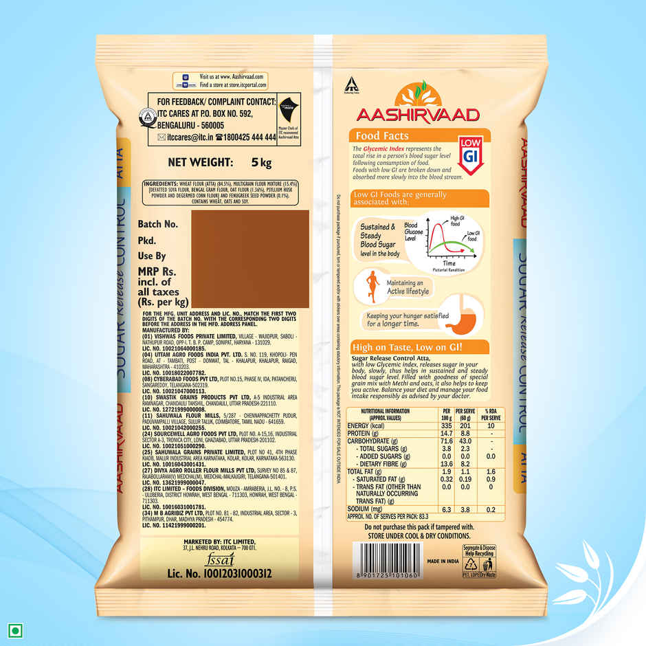 Aashirvaad Low Gi Atta | Sugar Release Control, Diabetic Friendly