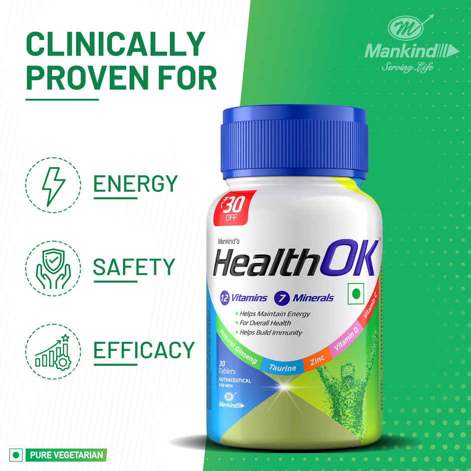 HealthOK Men Multivitamins With Natural Ginseng and Taurine