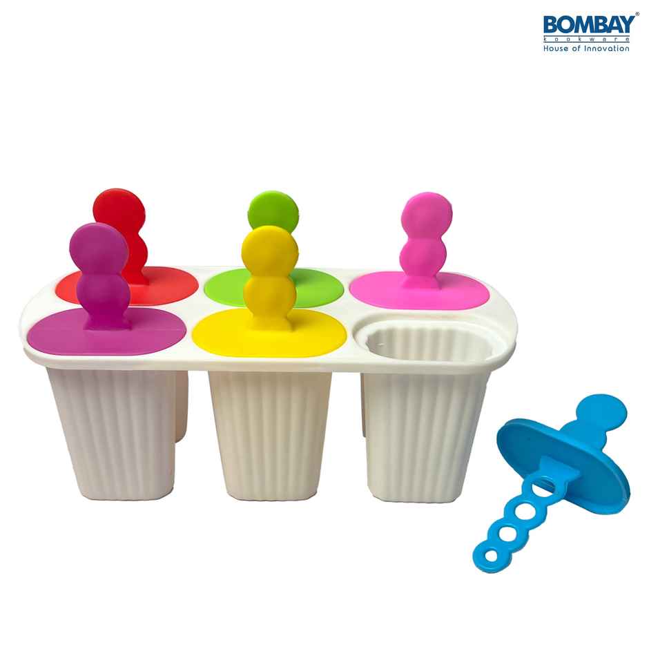 Bombay Kookware Manual Ice Cream Maker | 6 Popsicles White Colour Base