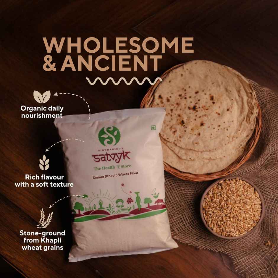 Satvyk Stoneground Khapli Wheat Flour (Emmer Wheat Flour)