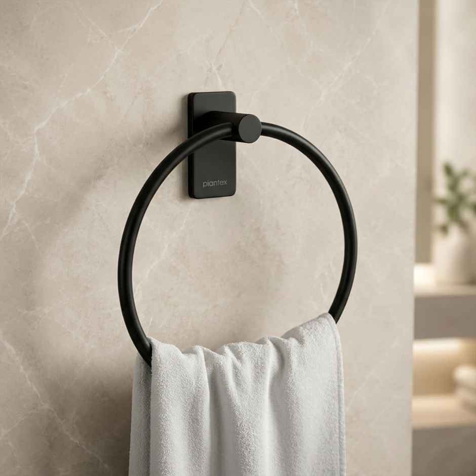 Plantex Innox Towel Ring | Stainless Steel | Black